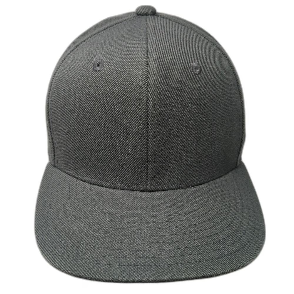 Decky Baseball Cap Gray 7 1/4 Fitted 6-Panel Flat Brim Solid Hat